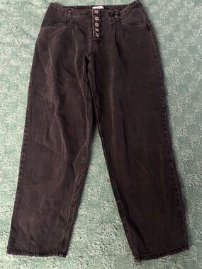 Forever 21 Washed Black Button-Fly Jeans